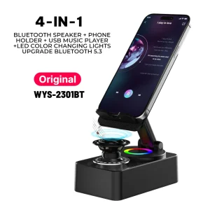 WYS-2301BT Wireless Speaker with Mobile Stand & Power Bank – All-in-One